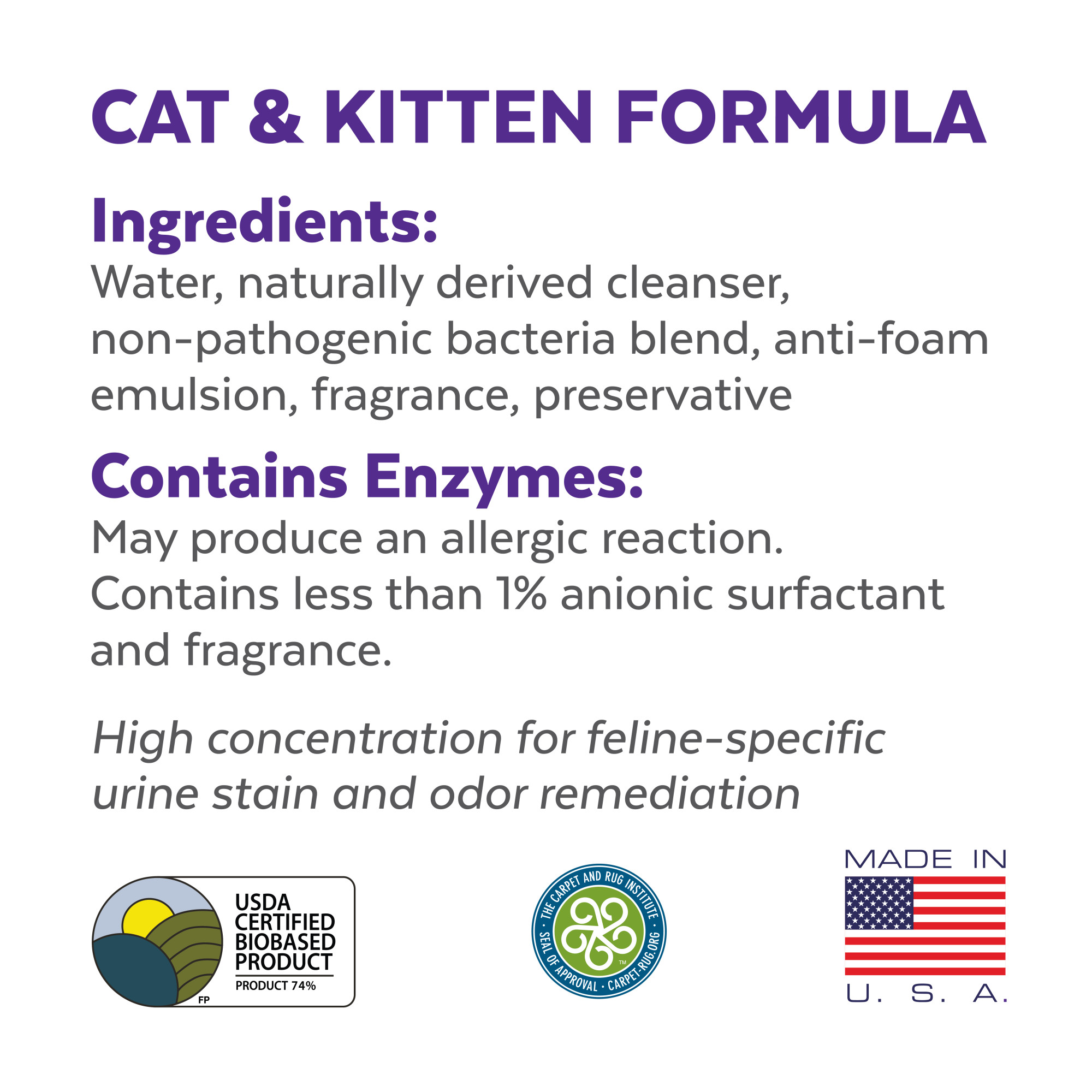 Cat & Kitten Formula with Hard Surface Sprayer & Carpet Applicator Cap