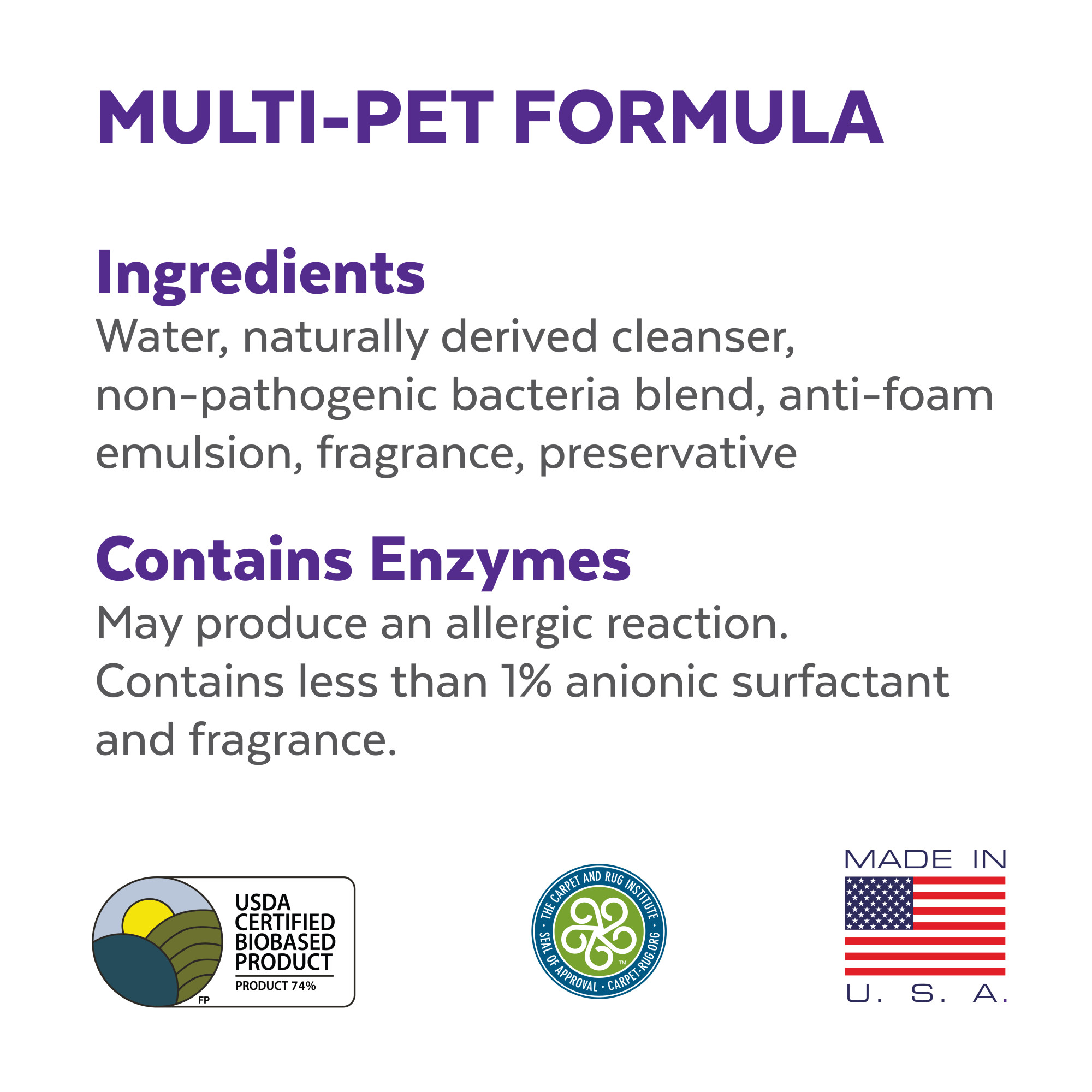 Multi-Pet Formula with Hard Surface Sprayer & Carpet Applicator Cap